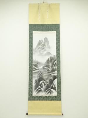 玉想筆　水墨山水　肉筆絹本掛軸